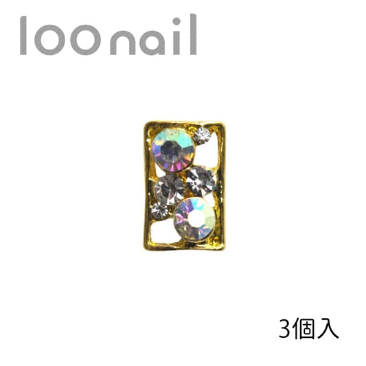 【00627038】ビジューパーツ長方形【27-038】ゴールド