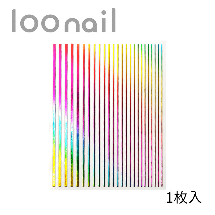 【00902416】縦ラインのネイルシール【レインボー】